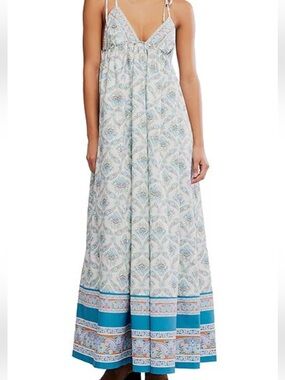 Free People New With Tags blue brown maxi dress